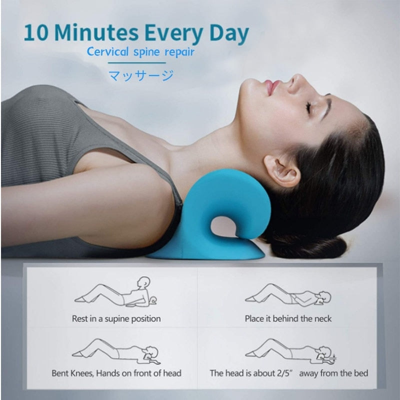 Neck Massage Pillow Neck Shoulder Cervical Chiropractic Traction Device Massage Pillow for Pain Relief Body Neck Massager